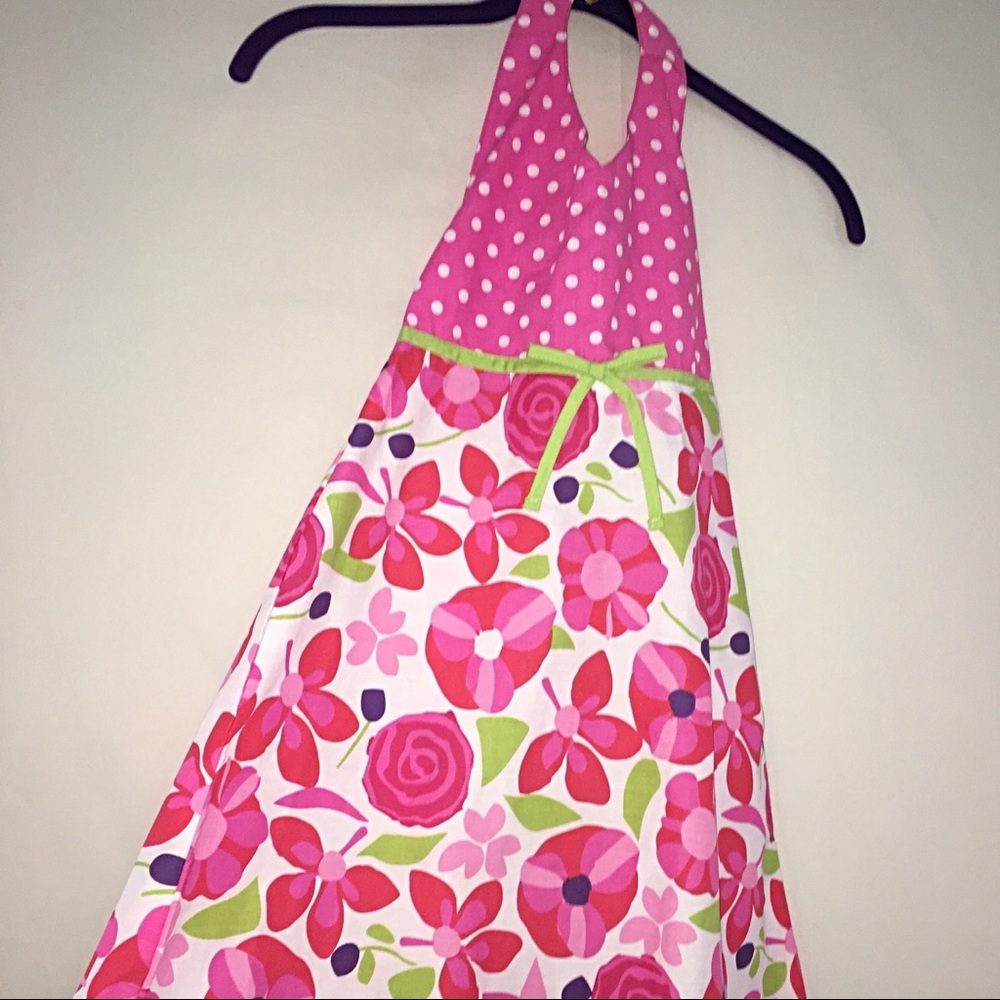 Toddler Pink White Green Polkadot Halter Sundress